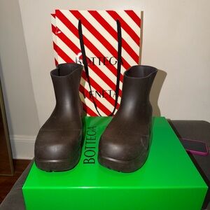Bottega Veneta Dark Brown Rubber Ankle Boots
